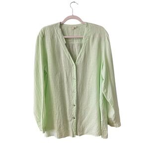 Eileen Fisher 100% Irish Linen Tunic Top Size XL Relaxed Coastal Minimalist